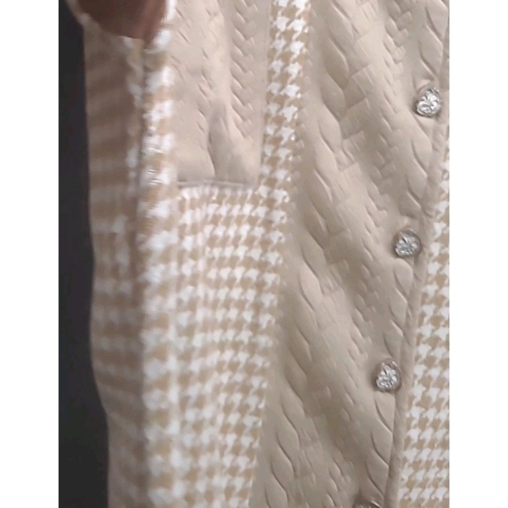 Coyote Textured Houndstooth Patchwork Sweater Jac… - image 2